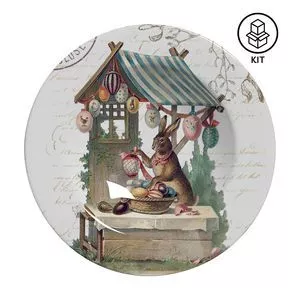 Jogo De Pratos Fundos Vintage<BR>- Off White & Cinza<BR>- 6Pçs<BR>- 245ml<BR>- Alleanza Cerâmica