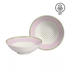 Jogo De Bowls Coelha Agnes<BR>- Branco & Lilás<BR>- 6Pçs