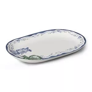Travessa Valência<BR>- Branca & Azul Escuro<BR>- 4x35,7x23,3cm