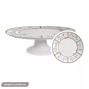 Boleira Média Heritage<BR>- Branca & Azul <BR>- 8,5xØ29cm<BR>- Alleanza Ceramica