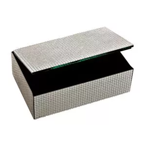 Porta-Joias Decorativo Com Relevos<BR>- Prateado<BR>- 7x13,5x20,5cm<BR>- Btc Decor