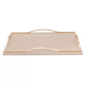 Bandeja Em Madeira Com Alça<BR>- Bege<BR>- 4,5x30x40cm<BR>- BTC Decor