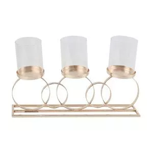 Castiçal Em Relevo<BR>- Incolor & Bronze<BR>- 22x37x8cm<BR>- Btc Decor