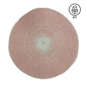Jogo Americano Redondo<BR>- Rosa Claro & Bege Claro<BR>- Ø38cm<BR>- BTC Decor