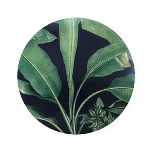 Lugar Americano Madeira Folhagens<BR>- Preto E Verde<BR>- Diâmetro: 38cm<BR>- BTC Decor