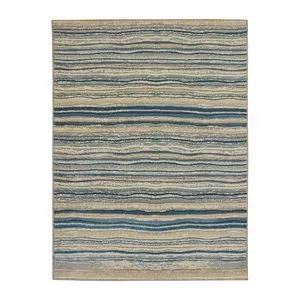 Tapete Supreme Onda<BR>- Bege & Azul Escuro<BR>- 200x150cm<BR>- Tapetes São Carlos