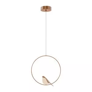 Pendente Led Bird Moderno Metal Hevvy<BR>- Dourado<BR>- 150x35x35cm