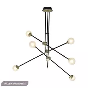 Pendente Hazel<BR>- Prata Velha & Preto<BR>- 120x106x106cm<BR>- Bivolt<BR>- 40W<BR>- Hevvy