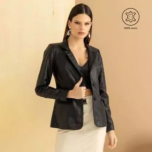 Blazer Em Pelica<BR>- Preta<BR>- Javali Couros