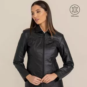 Jaqueta Em Couro<BR>- Preta<BR>- Javali Couros