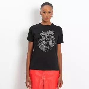 T-Shirt Fashion MC Casual Abstrato<BR> - Preto<BR> - Acostamento