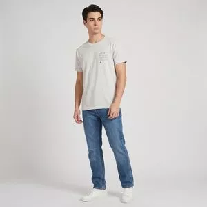 Camiseta Estonada Estampa Frontal<BR>- Cinza Claro<BR>- Limits