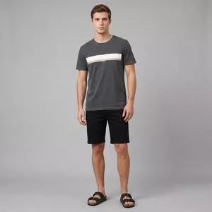 Camiseta Estonada Estampa Frontal<BR>- Cinza Escuro<BR>- Limits