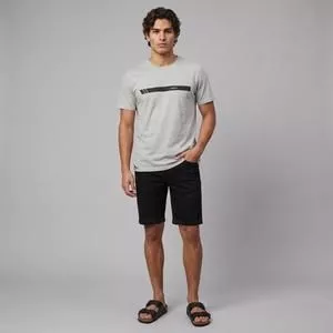 Camiseta Estonada Estampa Frontal<BR>- Cinza<BR>- Limits