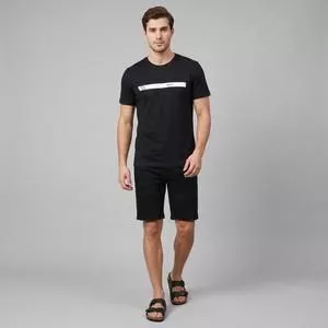 Camiseta Estampa Frontal<BR>- Preta<BR>- Limits