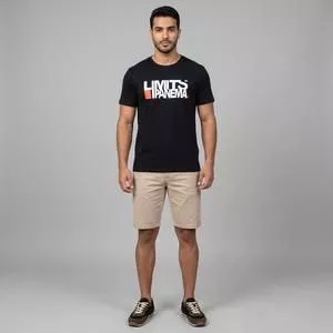 Camiseta Gola Careca Estampa Frontal<BR>- Preta<BR>- Limits