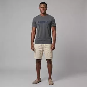 Camiseta Estonada Estampa Frontal<BR>- Cinza Escuro<BR>- Limits