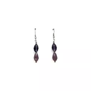 Brinco Anzol Longo Níquel & Cristal Roxo 4cm Par<BR>- Carol Gregori