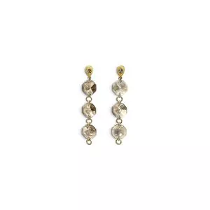 Brinco Longo Dourado Com Cristal & Strass Mel 6cm Par<BR>- Carol Gregori