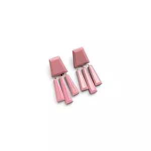 Brinco Maxi Rosa Antigo Resina Longo Banho Ouro Par 12cm<BR>- Carol Gregori