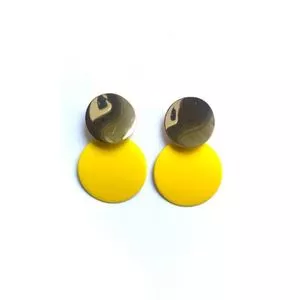 Brinco Argola Dourado Esmaltado<BR>- Amarelo<BR>- Carol Gregori