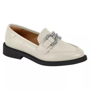 Loafer Com Aviamento Strass<BR>-Off White<BR>-Vizzano