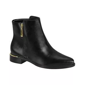 Bota Cano Curto Bico Fino Casual<BR>- Preto<BR>- Vizzano