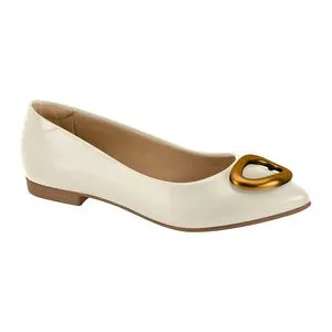 Sapatilha Bico Fino Com Fivela<BR>- Off-White<BR>- Beira Rio