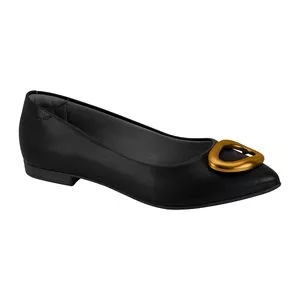 Sapatilha Bico Fino Com Fivela<BR>- Preto<BR>- Beira Rio