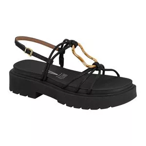 Sandália Plataforma Bloco<BR>- Preto<BR>- Salto: 3,92cm<BR>- Vizzano