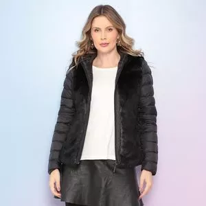 Jaqueta Em Matelassê Com Pelúcia<BR>- Preta<BR>- Alpelo