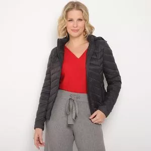 Jaqueta Puffer Com Capuz<BR>- Preta<BR>- Alpelo