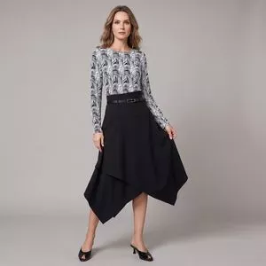 Blusa Geométrica Manga Longa<br /> - Preta & Branca<br /> - Mirasul