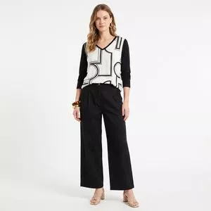 Blusa Decote V<BR>- Preto<BR>- Mirasul