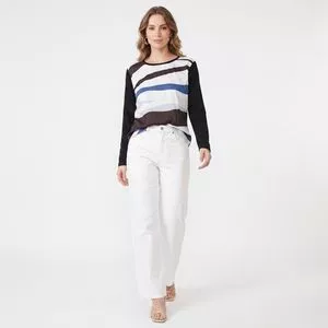 Blusa Malha E Plano<BR>- Preto<BR>- Mirasul