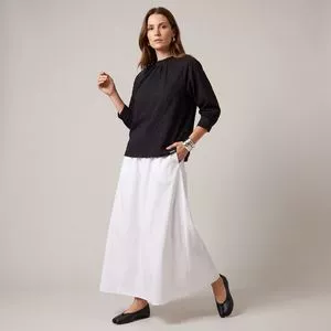 Blusa Crepe Drop 3/4<BR>- Preto<BR>- Mirasul