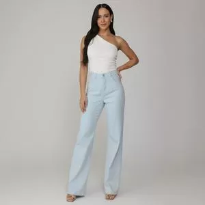 Calça Wide Leg<BR>- Azul Claro<BR>- Consciência Jeans