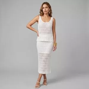Regata Tricot Vazados Transparência<BR>- Off White<BR>- Viviane Furrier