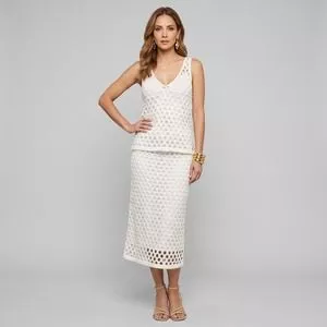 Regata Maxi Furos Em Tricot<BR>- Off White<BR>- Viviane Furrier