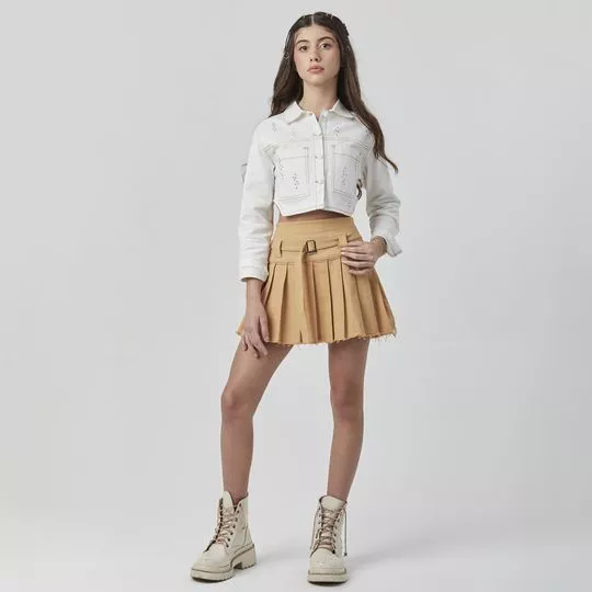 Jaqueta Em Sarja Estilo Corset- Off White- Pinkx