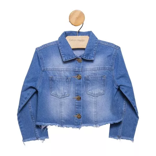 Jaqueta Jeans Com Recortes- Azul
