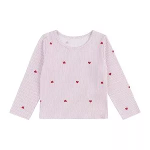Blusa Manga Longa Corações<BR>- Rosa<BR>- Marisol