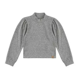 Blusa Manga Longa Gola Alta<BR>- Cinza<BR>- Marisol