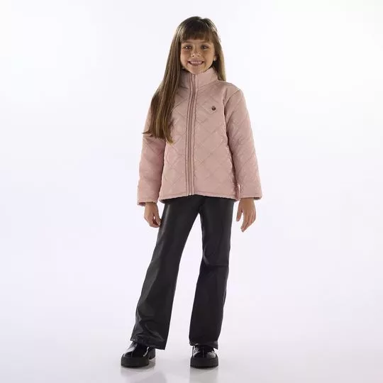 Jaqueta Em Matelasse E Pelo Sintetico- Rosa- Quimby
