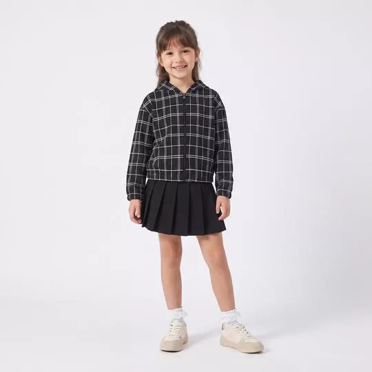 Jaqueta Jacquard Xadrez- Preto- Guloseima