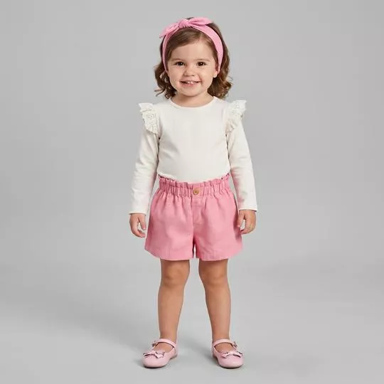 Blusa Manga Longa Meia Malha- Off White- Up Baby