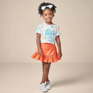 Conjunto Infantil Blusa & Saia<BR>- Off White