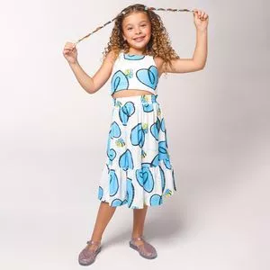 Conjunto Infantil Blusa E Saia<BR>- Azul<BR>- Bee Fun