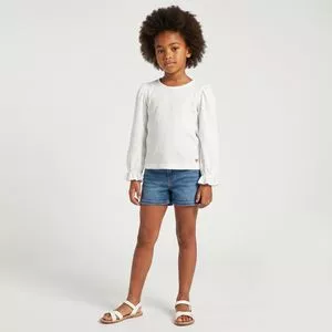 Blusa Manga Longa Malha Anarruga<BR>- Off White<BR>- Anjos Baby
