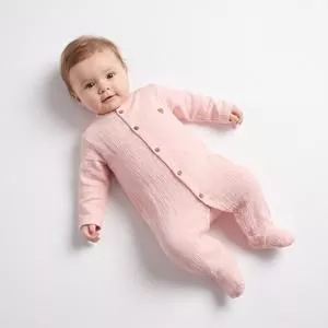 Macacão Longo Poá<BR>- Rosa<BR>- Anjos Baby